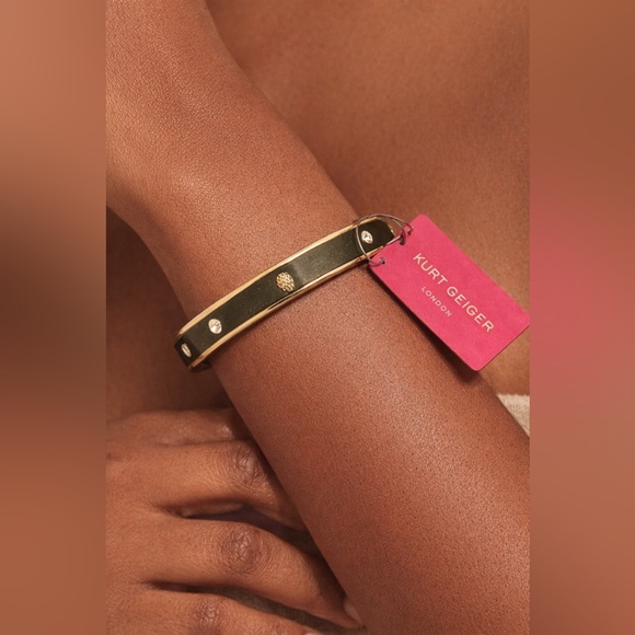 Kurt Geiger Jewelry - Kurt Geiger Black Enamel and Gold-Tone Bangle Bracelet